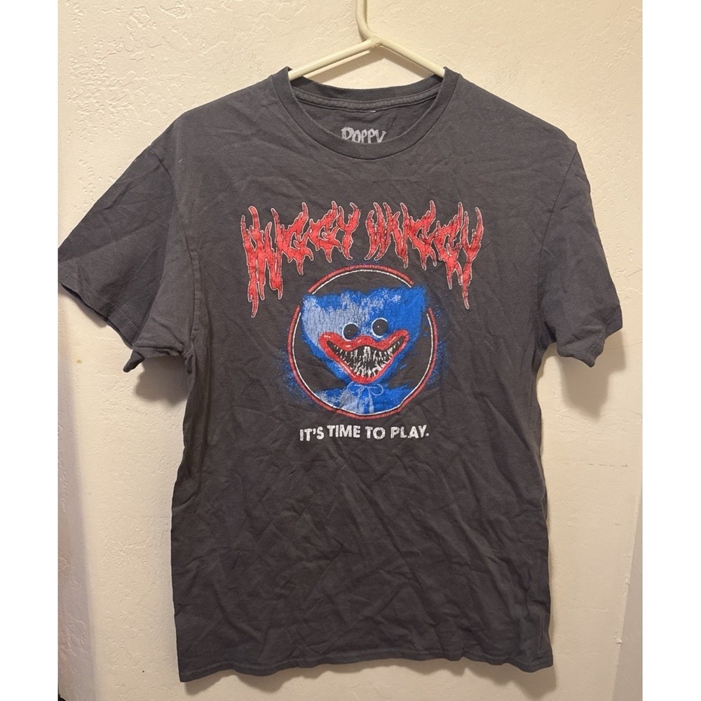 Huggy Wuggy Poppy Play Time Horror Game It's Time To Play  T Shirt Size L